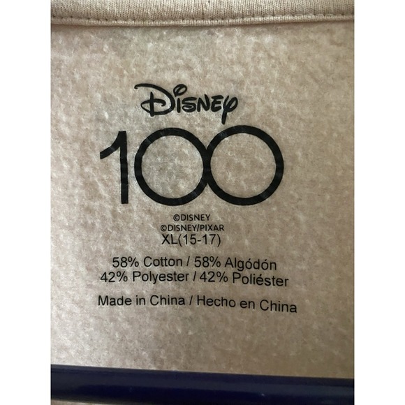 Disney 100 Womens SWEATSHIRT, XL 15-17, Pink, Donald Duck, Dumbo, Peter Pan - Picture 7 of 12
